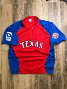 MLB Texas Rangers 2015 AL West Division Champions Quarter Zip Jersey Shirt